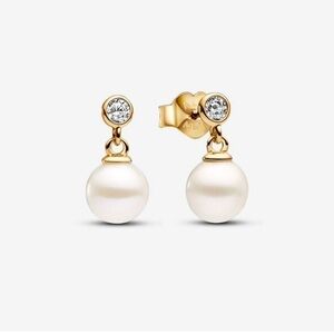 Pandora Gold and White Pearl Earrings